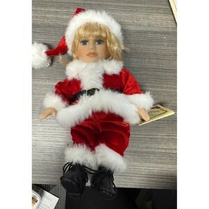 Collectors Choice Porcelain Doll Santa Claus Costume Certi of Authenticity